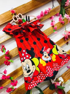 Vestido vermelho minnie poa preto grande babado infantil