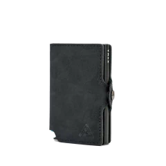 Billetera tarjetero de cuero negro RFID