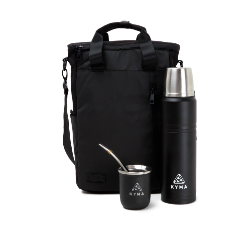 Set matero negro matera + termo + mate acero