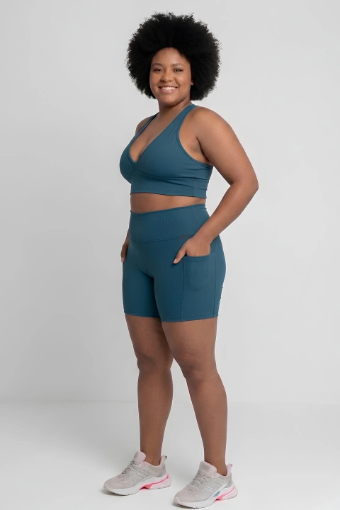Shorts c/ Bolso Compressão Intensa Plus Size - Luz do Sol