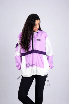 Jaqueta Corta Vento Anorak Camaleão Urbano Capuz Lilás