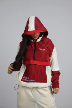 Jaqueta Corta Vento Anorak Camaleão Urbano Capuz Vermelho na internet