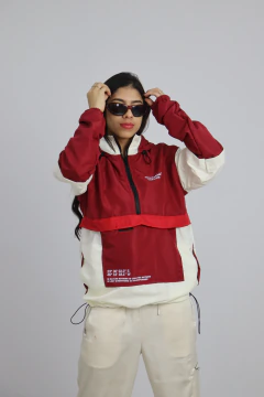 Jaqueta Corta Vento Anorak Camaleão Urbano Capuz Vermelho - loja online