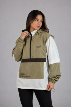 Jaqueta Corta Vento Anorak Camaleão Urbano Ocre com Marrom