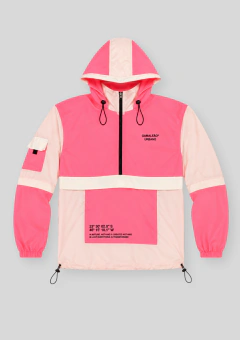Jaqueta Corta Vento Anorak Camaleão Urbano Capuz Rosa