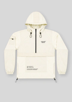 Jaqueta Corta Vento Anorak Camaleão Urbano Capuz Offwhite