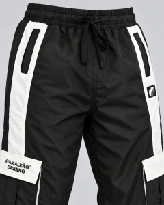 Calça Faixa Camaleão Urbano Street Wear,Preto e Branco - Camaleão Urbano