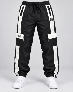 Calça Jogger Tactel Faixa Camaleão Urbano Street Wear Preta