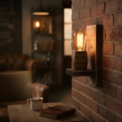 Imagem do Arandela Retrô Em Madeira Maciça - Modelo Barril - Relic