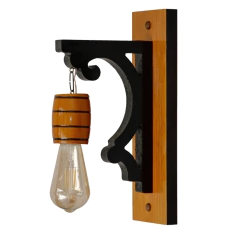 Imagem do Arandela Colonial em Madeira Maciça - Barril - Cor Mogno