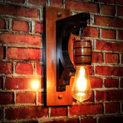 Arandela Colonial em Madeira Maciça - Barril - Cor Mogno - loja online