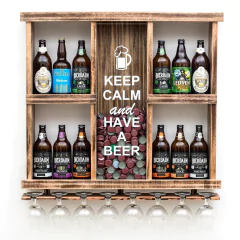 Cervejeira para 12 Garrafas com porta tampinhas e taças - Relic