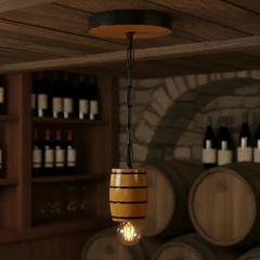 Pendente Rústico em Madeira Maciça - 1 Barril - Mogno na internet