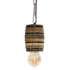 Pendente Rústico em Madeira Maciça - 1 Barril - Mogno