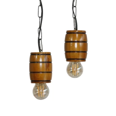 Imagem do Pendente Rústico em Madeira Maciça - 2 Barris - Mogno