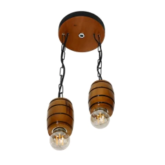 Pendente Rústico em Madeira Maciça - 2 Barris - Cerejeira - loja online