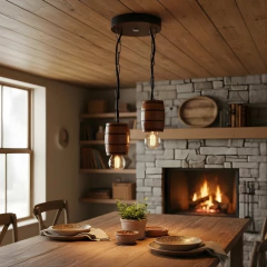 Pendente Rústico em Madeira Maciça - 2 Barris - Cerejeira na internet