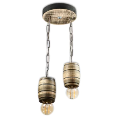 Pendente Rústico em Madeira Maciça - 2 Barris - Cerejeira