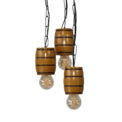 Pendente Rústico em Madeira Maciça - 3 Barris - Cerejeira - loja online