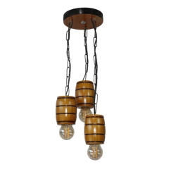 Pendente Rústico em Madeira Maciça - 3 Barris - Cerejeira - loja online