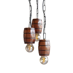 Imagem do Pendente Rústico em Madeira Maciça - 3 Barris - Cerejeira