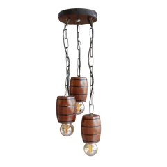 Imagem do Pendente Rústico em Madeira Maciça - 3 Barris - Cerejeira