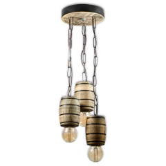 Pendente Rústico em Madeira Maciça - 3 Barris - Cerejeira