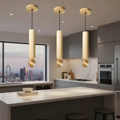 Pendente Cilindro em Madeira Maçiça - Cerejeira - Delenha Decor