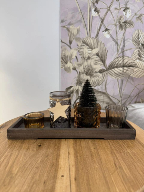 SET PORTA VELA CON MINI ARBOL NAVIDEÑO