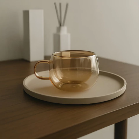 Taza Tornasolada de Doble Vidrio con Manija – 200ml - comprar online