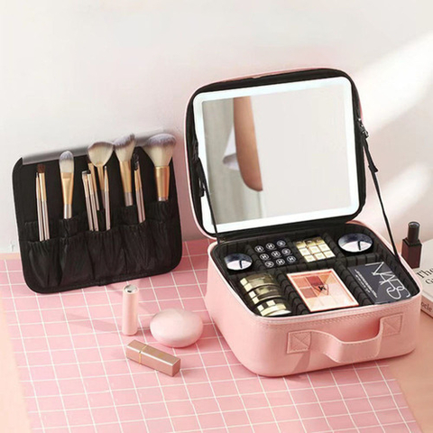 Estuche Organizador de Maquillaje con Espejo y Luz Led - comprar online