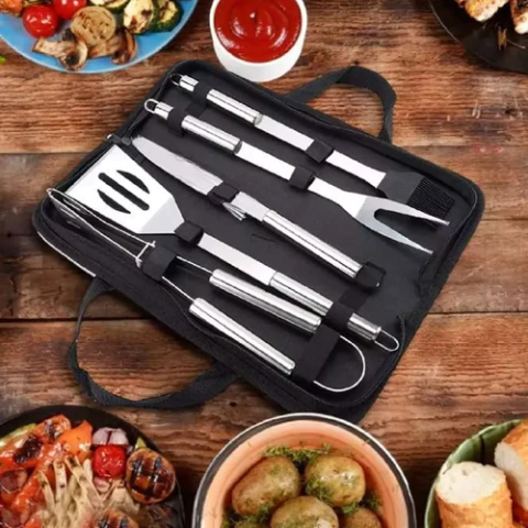 Set Parrilla 5 Piezas Acero Inoxidable + Estuche – Asado y Camping - comprar online