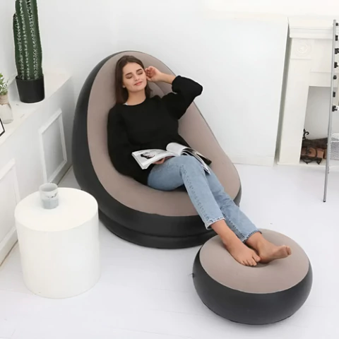 Sillón + Puff Inflable – Interior/Exterior con Inflador