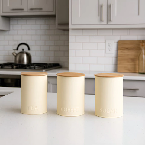 Set x3 Latas de Diseño – Coffee, Sugar, Tea - comprar online