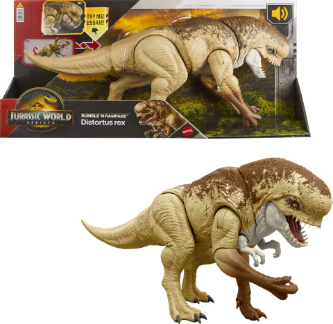 Distortus Rex Jurassic World Rebirth - Original de Mattel - Sonido y movimiento