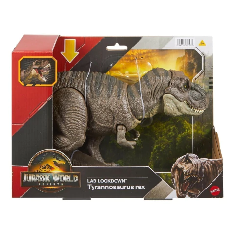 Tiranosaurio Rex Jurassic World Rebirth Lockdown con sonido - Mattel