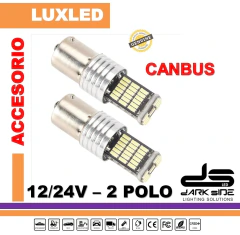 LAMPARA 45 LED BLISTER X 2 P21/5W 2 POLOS CANBUS - BLANCO 12/24V, DS-LEDCAN1034