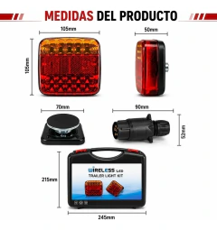 KIT FAROS LED TRASEROS INALÁMBRICO MAGNETIZADO TRAILER, DS-TRAIL 12/24V - DARK SIDE LED