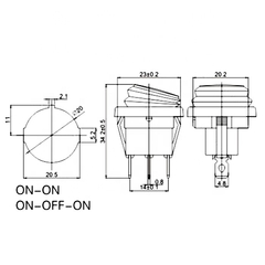 TECLA PARA 12 / 24 VOLT C/LED, GUARDAPOLVO, DS-DIV80148 - DARK SIDE LED