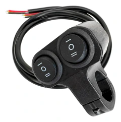 TECLA DOBLE DE 2 PUNTOS UNIVERSAL C/SOPORTE MANUBRIO Y CABLE DE CONXEION 12V, DS-TOM018 - DARK SIDE LED
