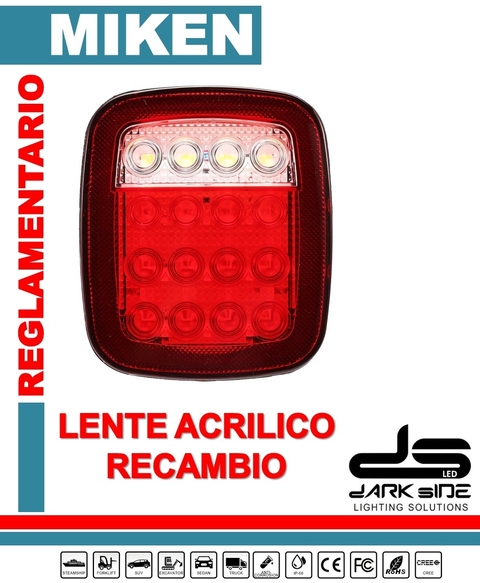 LENTE ACRILICO REPUESTO PARA FARO LED MIKEN, DS-TD06