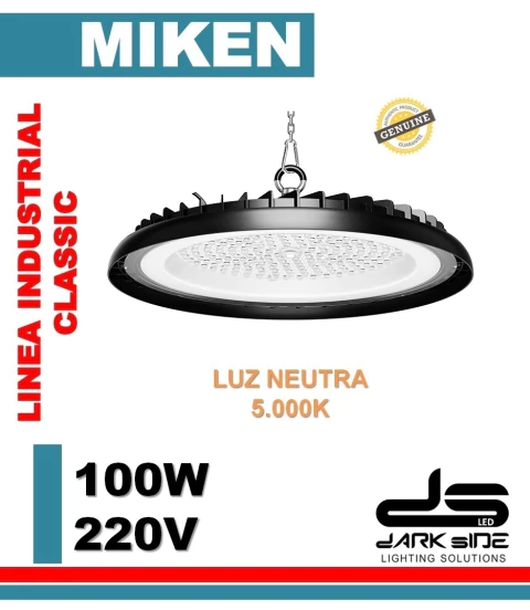 LÁMPARA LED GALPONERA COLGANTE 100W MIKEN ALTA POTENCIA, LUZ FRIA, DS-BAY LIGHT-DOB-100W - comprar online