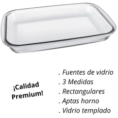 Set Fuentes De Vidrio Templado Aptas Horno 3 Medidas Premium - tienda online