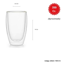 Imagen de Vaso De Café Taza Doble Vidrio Templado 350 Ml Premium