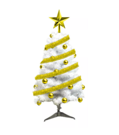 Árbol Pino Navidad De Lujo 0.90cm Blanco Kit Adornos Brillo - comprar online