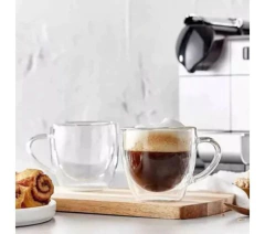 Taza De Café Doble Vidrio Templado Con Manija 250 Ml Premium - tienda online