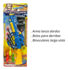Set Escopeta Lanza Dardos + Bolos + Binoculares Punteria - SHOPING DEL REGALO