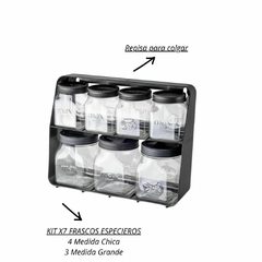 Kit X7 Frascos Especieros 2 Medidas Repisa Colgante Plástico en internet