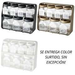 Kit X7 Frascos Especieros 2 Medidas Repisa Colgante Plástico - SHOPING DEL REGALO