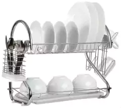 Secaplatos Cromado Acero 2 Niveles Con Bandeja Y Cubiertero en internet